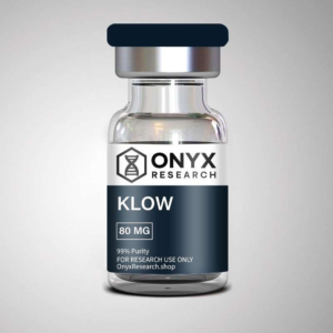 KLOW 80mg research peptide vial with ≥99% purity lyophilized powder