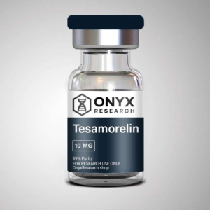 Tesamorelin 10mg research peptide vial with lyophilized powder